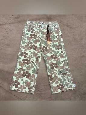 y2k style christopher blue camo flower capri pants